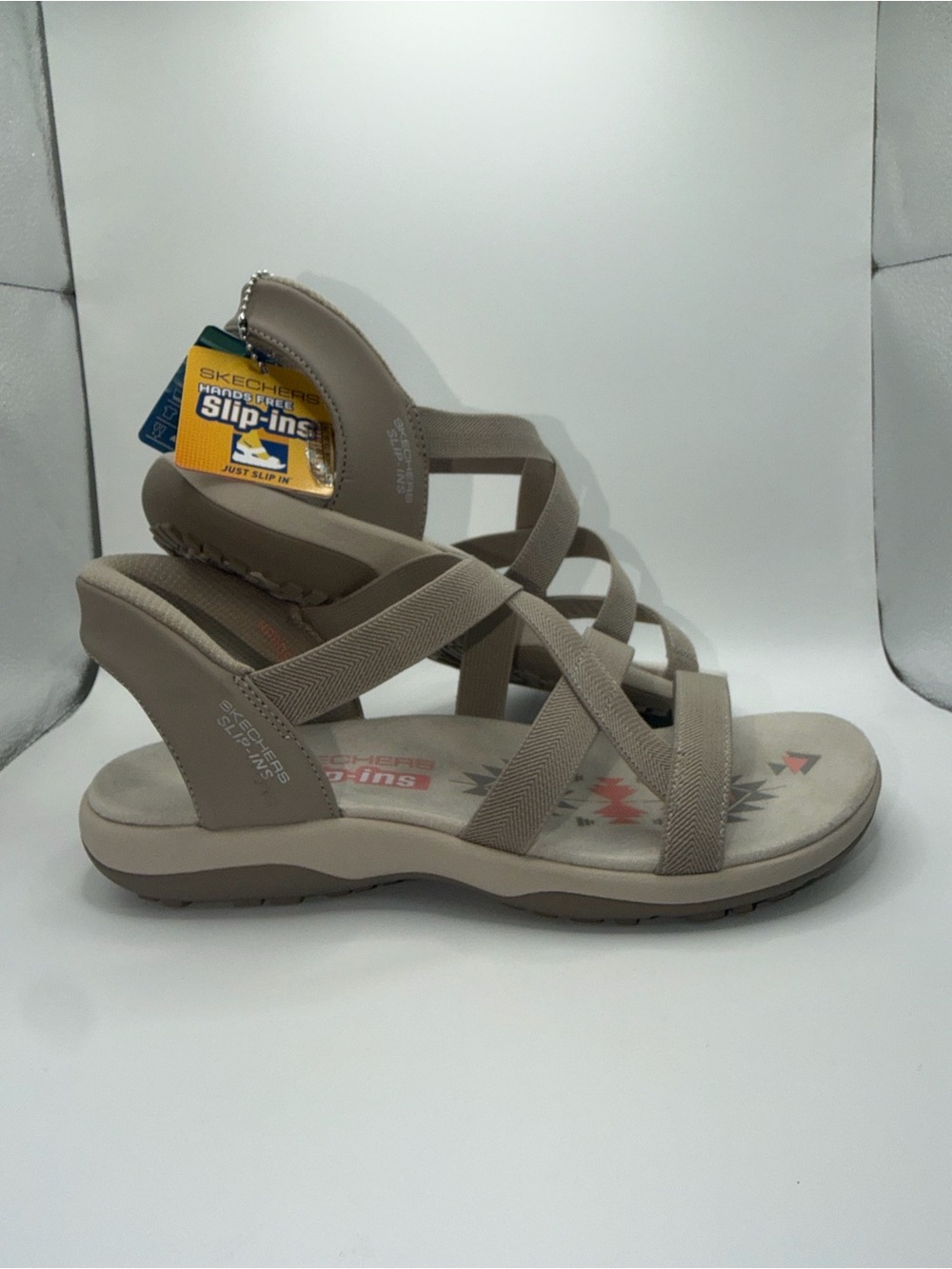 Skechers Kids Strappy Slip-In Sandal in Taupe